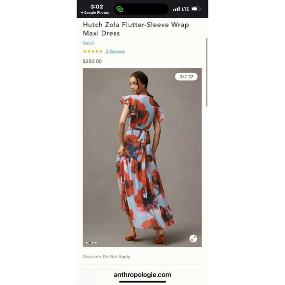 Hutch Women's Zola Flutter Sleeve Wrap Maxi Dress Multicolor Size S NWT - Picture 5 of 11